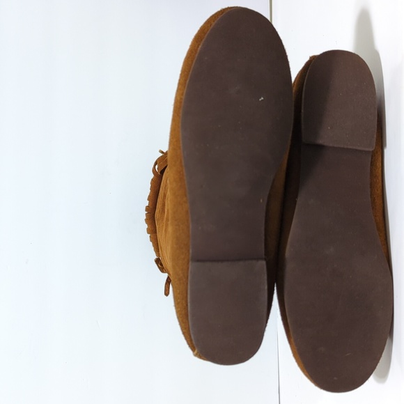 Minnetonka Tall Fringe front Lace suede Pocahontas boots womans size 7 - Picture 6 of 12